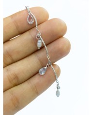 Zirkon Taşlı Sallantılı Kuyumcu Zinciri Gümüş Damla 5mm - 1m