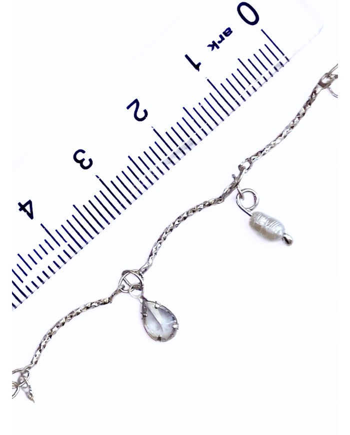 Zirkon Taşlı Sallantılı Kuyumcu Zinciri Gümüş Damla 5mm - 1m