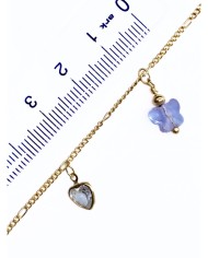 Zirkon Taşlı Sallantılı Kuyumcu Zinciri Altın Kalp ve Kelebek 5mm - 1m