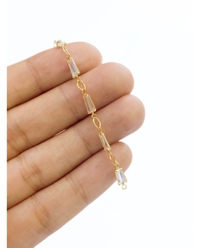 Zirkon Taşlı Kuyumcu Zinciri Altın Dikdörtgen 5mm - 1m