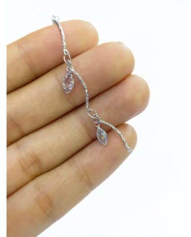 Zirkon Taşlı Sallantılı Kuyumcu Zinciri Gümüş Şeffaf Damla 5mm - 1m