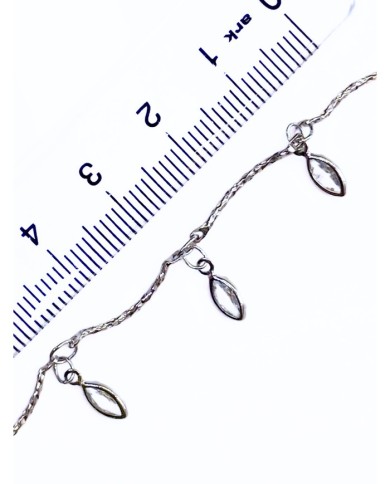 Zirkon Taşlı Sallantılı Kuyumcu Zinciri Gümüş Şeffaf Damla 5mm - 1m