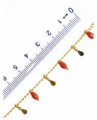 Cam Taşlı Sallantılı Kuyumcu Zinciri Altın Turuncu 5mm - 1m