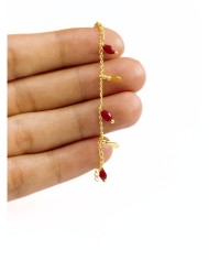 Cam Taşlı Sallantılı Kuyumcu Zinciri Altın Kırmızı 5mm - 1m