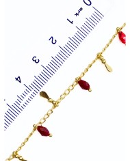 Cam Taşlı Sallantılı Kuyumcu Zinciri Altın Kırmızı 5mm - 1m