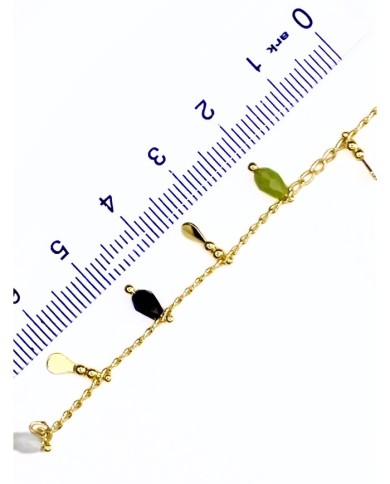 Cam Taşlı Sallantılı Kuyumcu Zinciri Altın Mavi 5mm - 1m