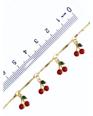 Mineli Sallantılı Kuyumcu Zinciri Altın Kırmızı Kiraz 7mm - 1m