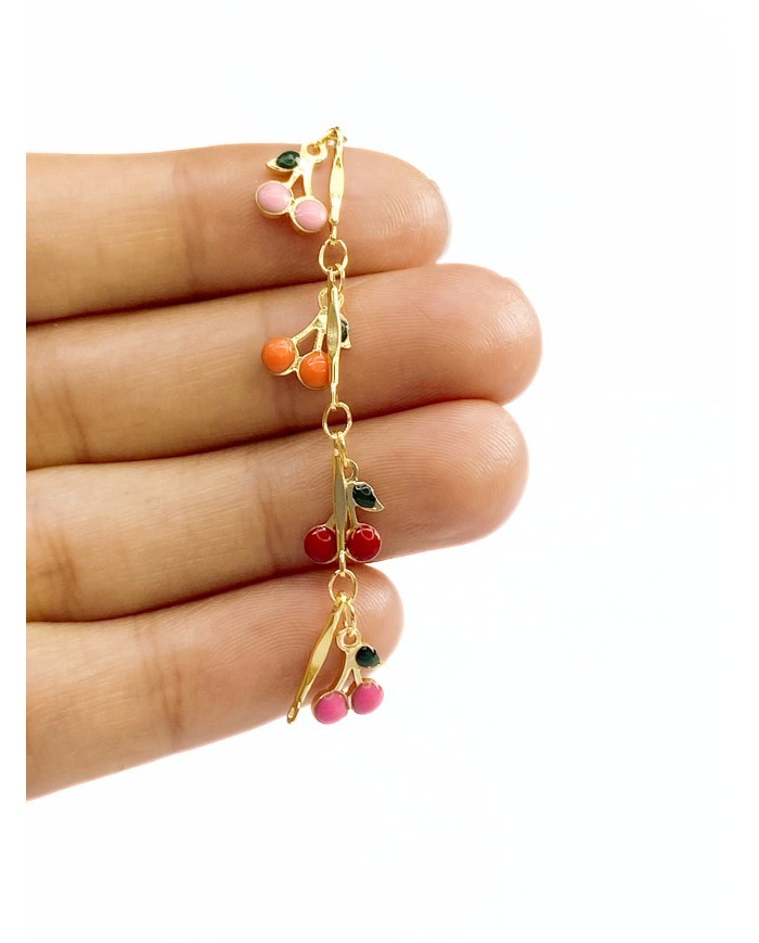 Mineli Sallantılı Kuyumcu Zinciri Altın Renkli Kiraz 7mm - 1m