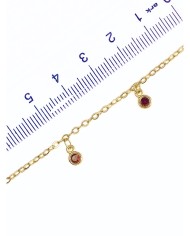 Cam Taşlı Sallantılı Kuyumcu Zinciri Altın Kırmızı Yuvarlak 5mm - 1m