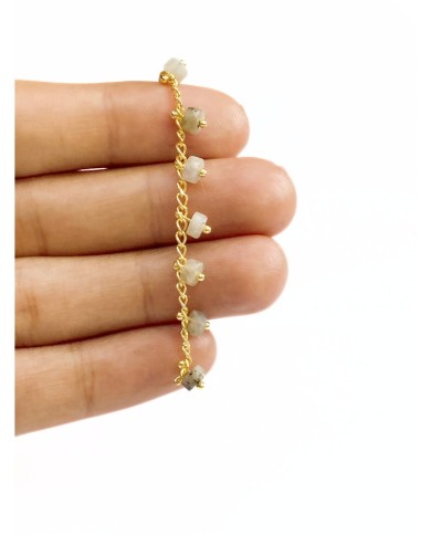 Doğal Taşlı Sallantılı Kuyumcu Zinciri Altın Gri 5mm - 1m