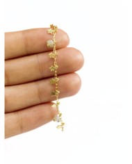 Doğal Taşlı Sallantılı Kuyumcu Zinciri Altın Beyaz 5mm - 1m