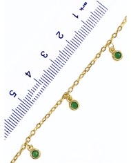 Cam Taşlı Sallantılı Kuyumcu Zinciri Altın Yeşil Yuvarlak 5mm - 1m