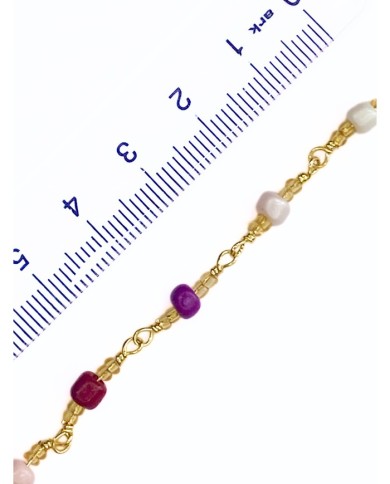 Cam Taşlı Kuyumcu Zinciri Altın Renkli 4mm - 1m