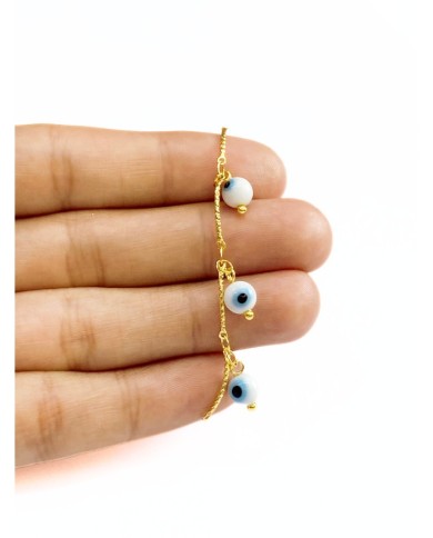 Mineli Sallantılı Kuyumcu Zinciri Altın Nazar Boncuğu 3mm - 1m