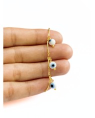 Mineli Sallantılı Kuyumcu Zinciri Altın Nazar Boncuğu 3mm - 1m