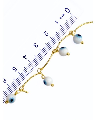 Mineli Sallantılı Kuyumcu Zinciri Altın Nazar Boncuğu 3mm - 1m