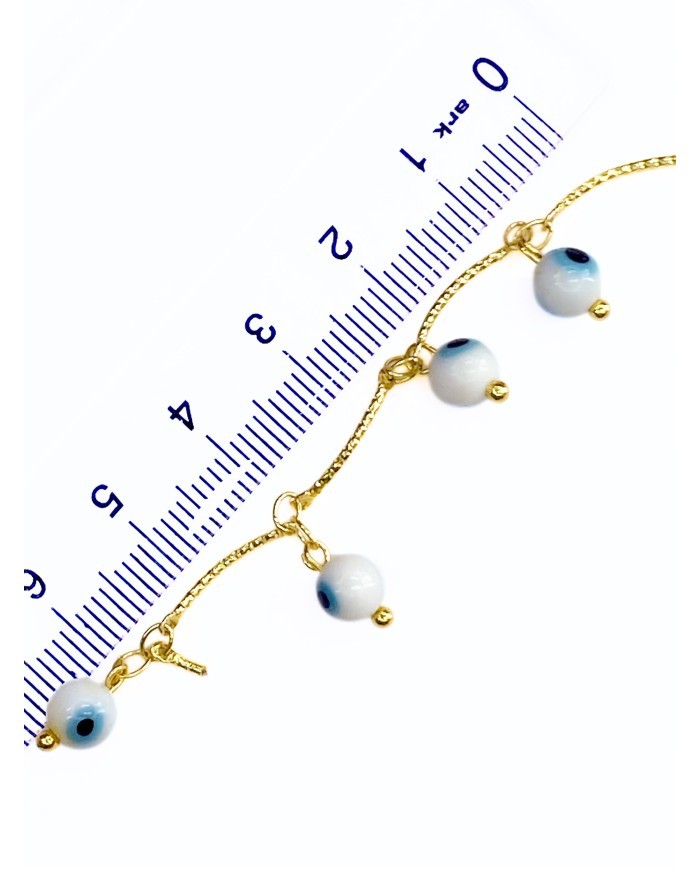 Mineli Sallantılı Kuyumcu Zinciri Altın Nazar Boncuğu 3mm - 1m