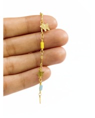 Cam Taşlı Sallantılı Kuyumcu Zinciri Altın Renk Yıldız 5mm - 1m