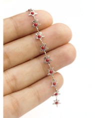 Mineli Kuyumcu Zinciri Gümüş Renk Kırmızı Yıldız 5mm - 1m