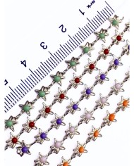 Mineli Kuyumcu Zinciri Gümüş Renk Kırmızı Yıldız 5mm - 1m