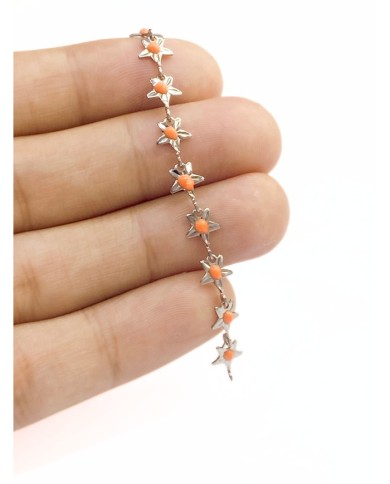 Mineli Kuyumcu Zinciri Gümüş Renk Turuncu Yıldız 5mm - 1m