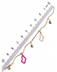 Cam Taşlı Kuyumcu Zinciri Altın Renk Renkli Şekiller 5mm - 1m