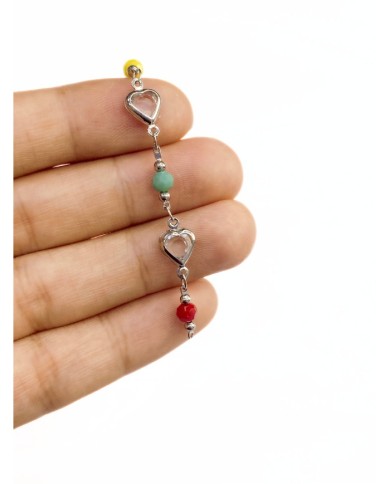 Cam Taşlı Kuyumcu Zinciri Gümüş Renk Kalp 5mm - 1m