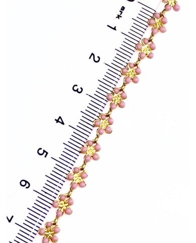 Mineli Kuyumcu Zinciri Altın Renk Çiçek Pembe 5mm - 1m