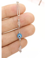 Cam Taşlı Kuyumcu Zinciri Altın Renk Nazar Boncuğu Mavi 5mm - 1m