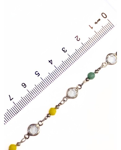 Cam Taşlı Kuyumcu Zinciri Gümüş Renk Yuvarlak 5mm - 1m