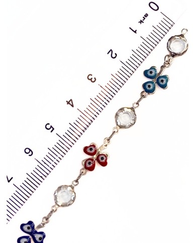 Cam Taşlı Mineli Kuyumcu Zinciri Gümüş Renk Yonca Renkli 5mm - 1m