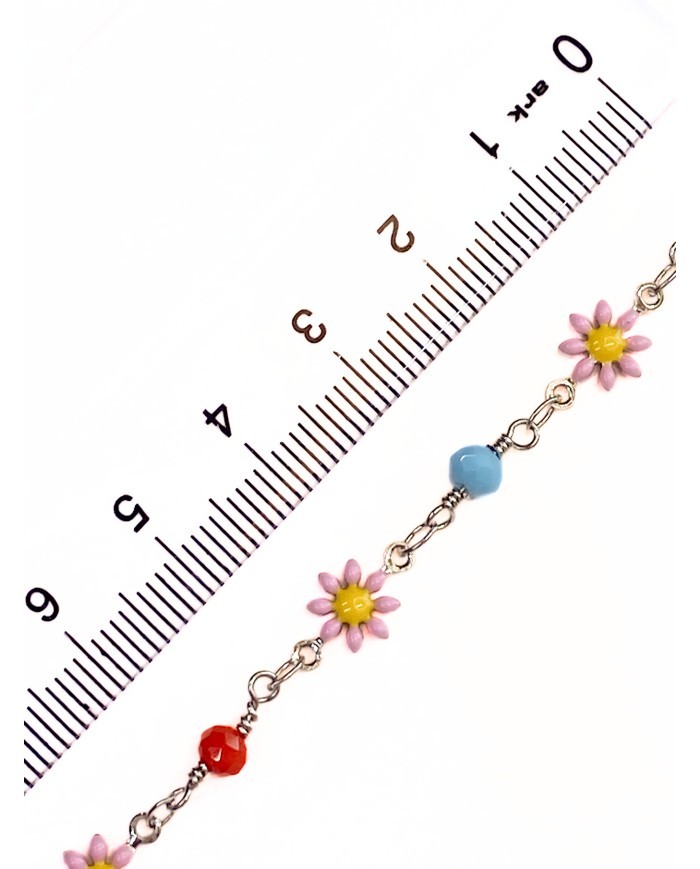 Mineli Kuyumcu Zinciri Gümüş Renk Çiçek 5mm - 1m