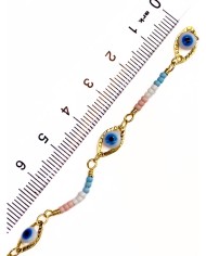 Mineli Kuyumcu Zinciri Altın Renk Nazar Boncuğu 5mm - 1m