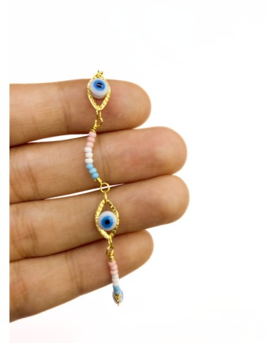 Mineli Kuyumcu Zinciri Altın Renk Nazar Boncuğu 5mm - 1m