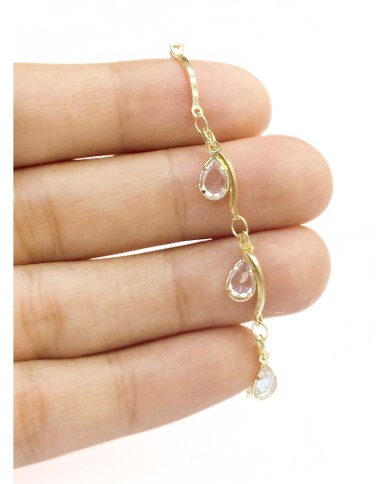 Zirkon Taşlı Sallantılı Kuyumcu Zinciri Altın Renk Damla 5mm - 1m