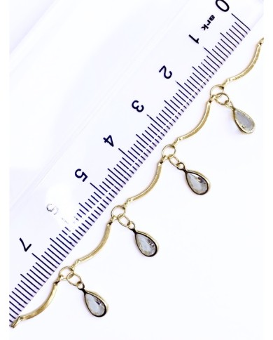 Zirkon Taşlı Sallantılı Kuyumcu Zinciri Altın Renk Damla 5mm - 1m