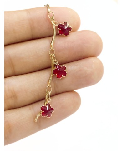 Zirkon Taşlı Sallantılı Kuyumcu Zinciri Altın Renk Yıldız Kırmızı 5mm - 1m