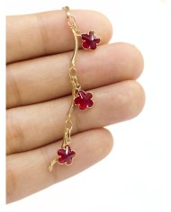 Zirkon Taşlı Sallantılı Kuyumcu Zinciri Altın Renk Yıldız Kırmızı 5mm - 1m