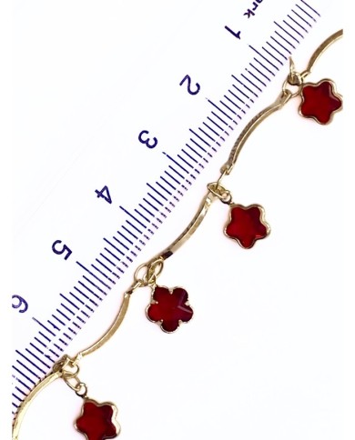 Zirkon Taşlı Sallantılı Kuyumcu Zinciri Altın Renk Yıldız Kırmızı 5mm - 1m