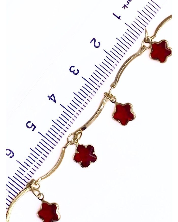 Zirkon Taşlı Sallantılı Kuyumcu Zinciri Altın Renk Yıldız Kırmızı 5mm - 1m