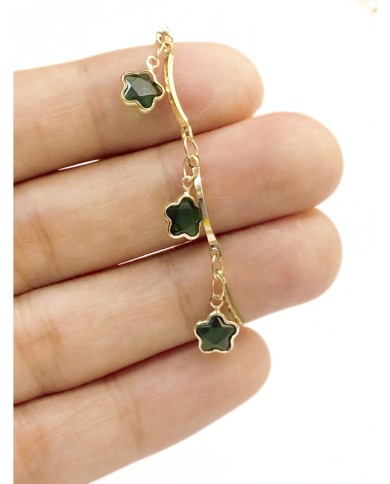 Zirkon Taşlı Sallantılı Kuyumcu Zinciri Altın Renk Yıldız Yeşil 5mm - 1m