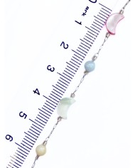 Cam Taşlı Kuyumcu Zinciri Gümüş Renk Ay Renkli 5mm - 1m