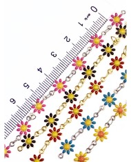 Mineli Kuyumcu Zinciri Gümüş Renk Papatya Pembe 5mm - 1m