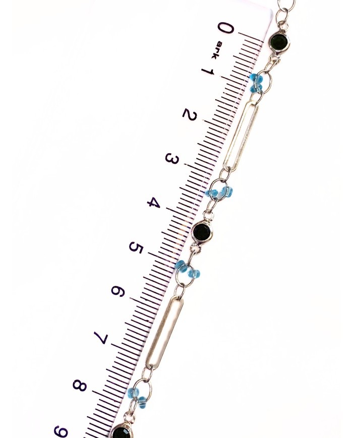 Cam Taşlı Kuyumcu Zinciri Gümüş Renk 5mm - 1m