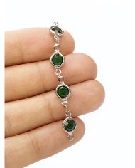 Cam Taşlı Kuyumcu Zinciri Gümüş Renk Yuvarlak Yeşil 5mm - 1m