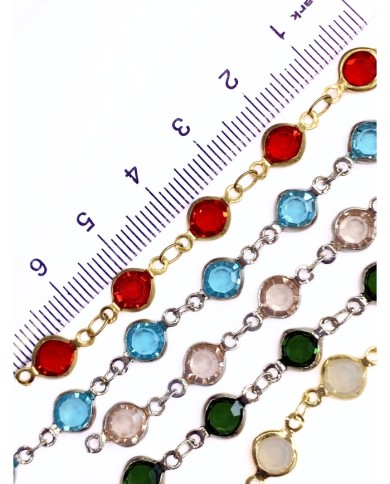 Cam Taşlı Kuyumcu Zinciri Altın Renk Yuvarlak Mavi 5mm - 1m