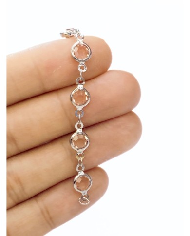 Cam Taşlı Kuyumcu Zinciri Gümüş Renk Yuvarlak Şeffaf 5mm - 1m