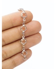 Cam Taşlı Kuyumcu Zinciri Gümüş Renk Yuvarlak Şeffaf 5mm - 1m
