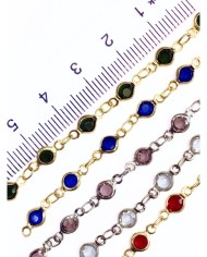 Cam Taşlı Kuyumcu Zinciri Altın Renk Yuvarlak Kırmızı 3mm - 1m