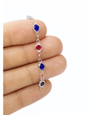 Cam Taşlı Kuyumcu Zinciri Gümüş Renk Yuvarlak Renkli 3mm - 1m